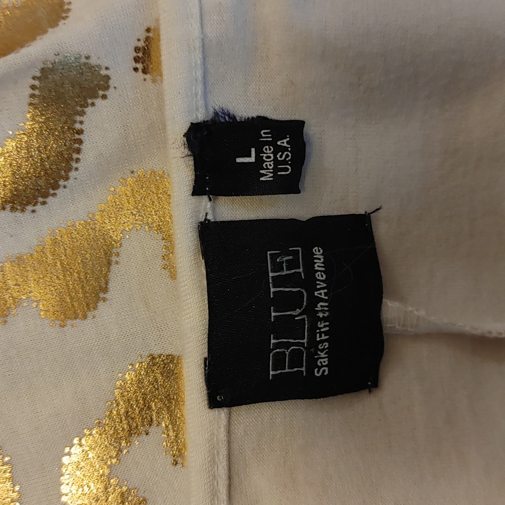 Saks Fifth Avenue Y2K vintage White Tank Top with Gold Leopard Foil - Picture 5 of 6
